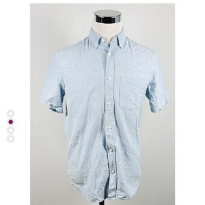 H&M LOGG Short Sleeve Oxford Shirt Light Blue 100% Cotton Button Down - Medium